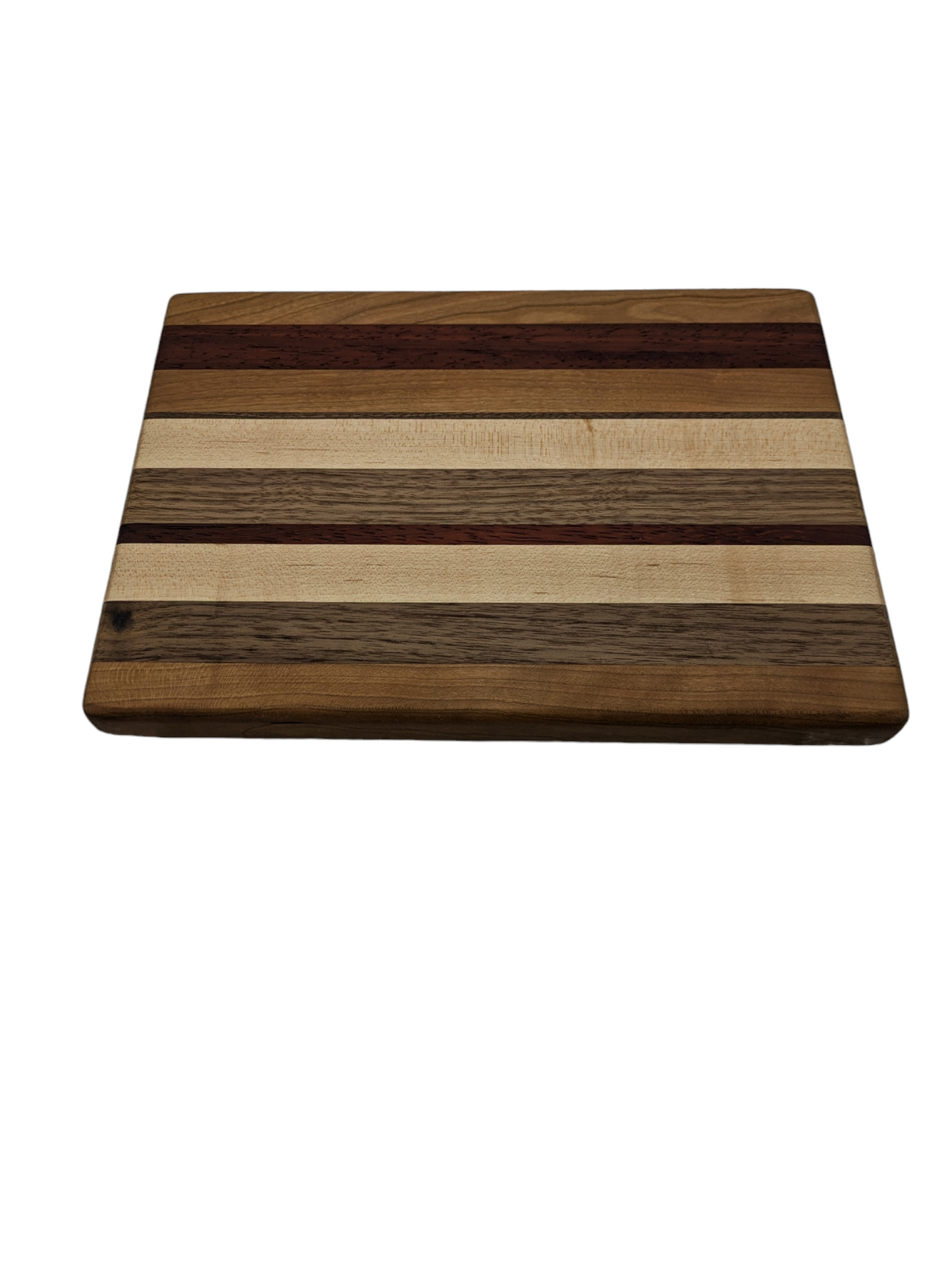 One-of-a-Kind Cherry, Walnut, Maple, and Padauk Face Grain Cutting Board - 10x7x1 Inch